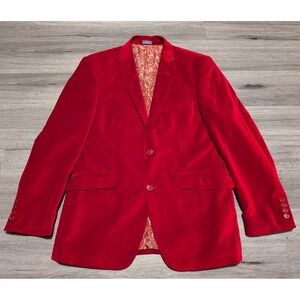 Madison Modern Fit Men's Red Velvet 100% Cotton 2 Button Blazer Size 38S